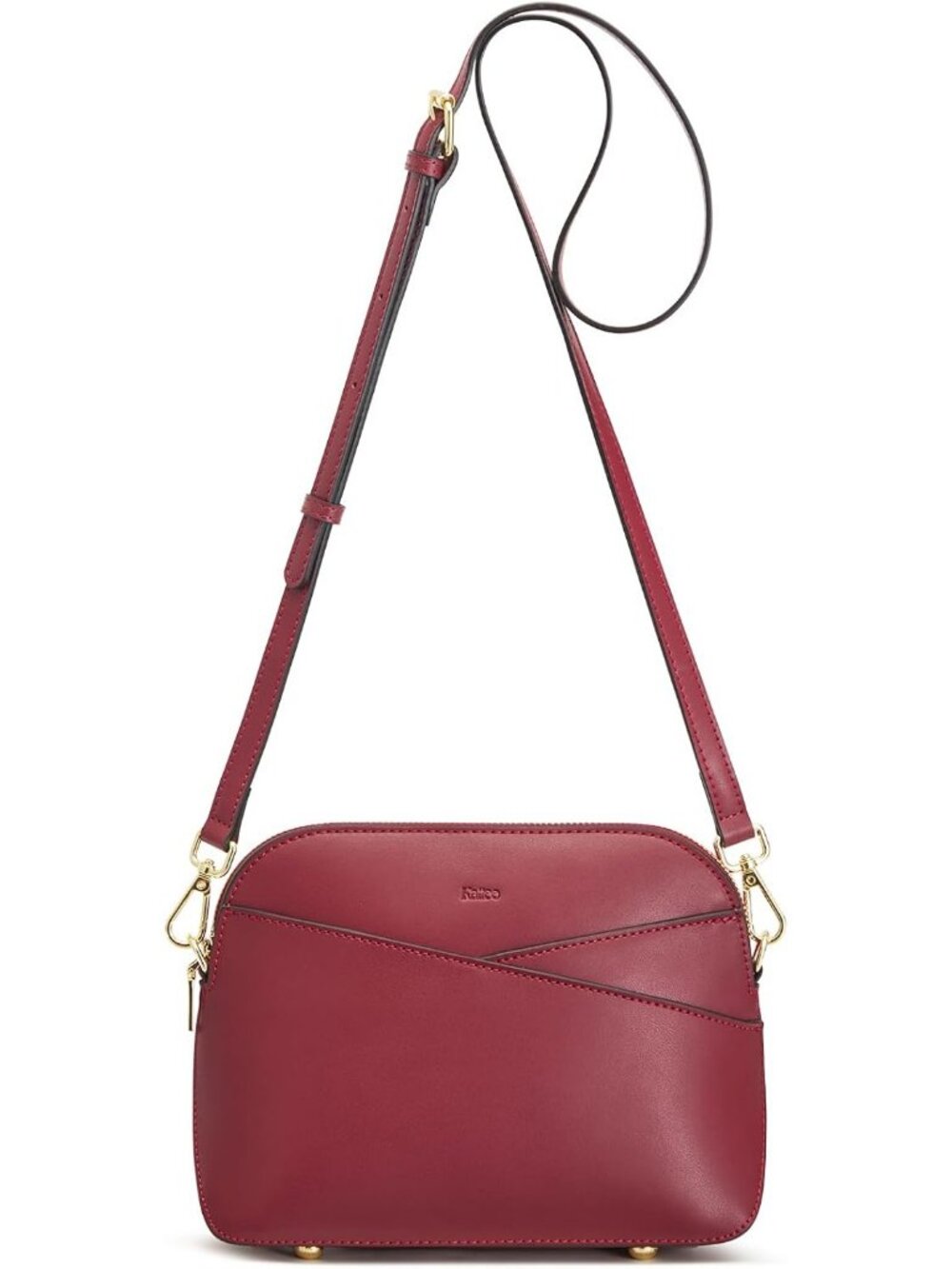 Womens Wine Red Genuine Leather Crossbody Bag Trendy Purse Handbag With 8 Pocket